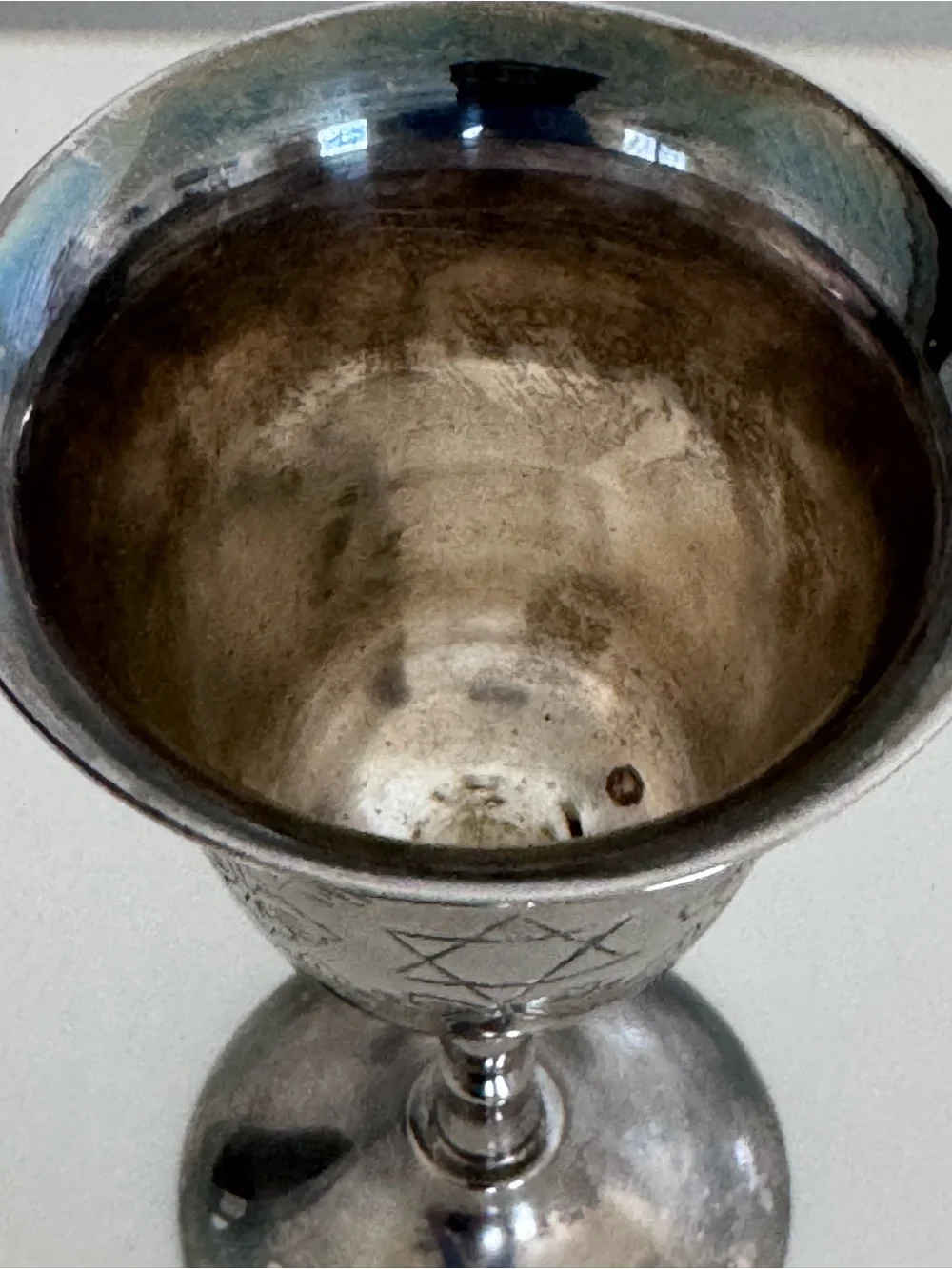 Vintage Silver Plate Kiddush Goblet Star of David Judaica Engraved Floral Cup